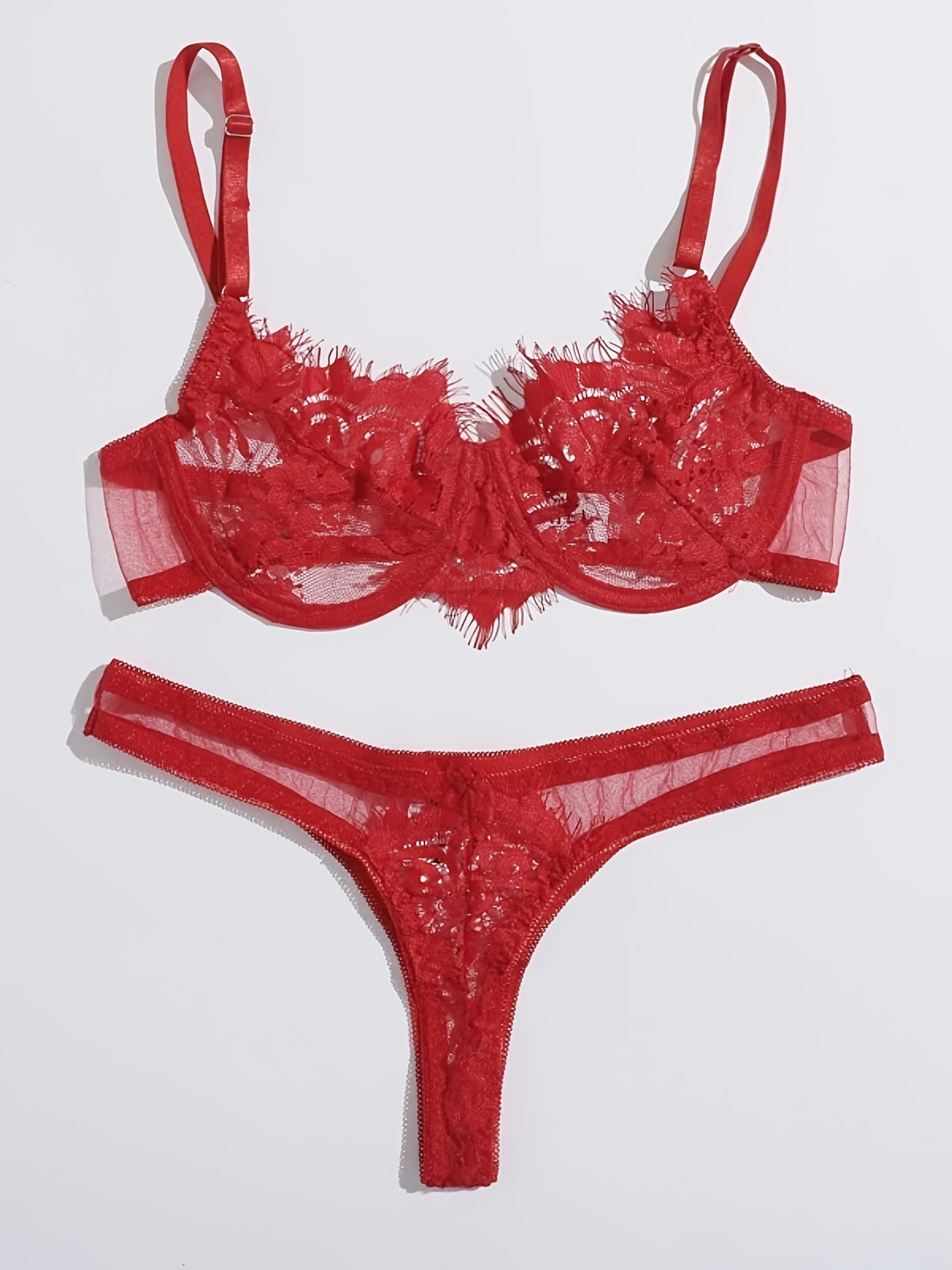 2 peça sólida Sex Lace Trim Conjunto de lingerie erótica - Temu Portugal