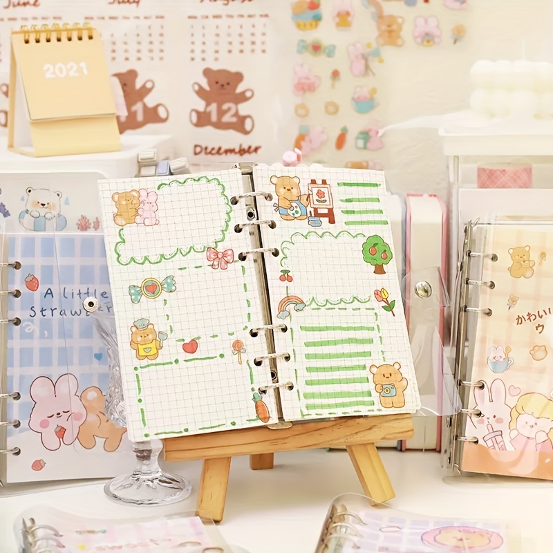 Kawaii Notebook Flower Cover Simple Loose leaf Book Diary - Temu