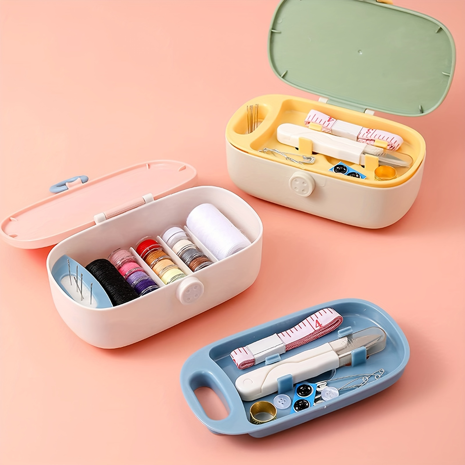 Transparent 3 layer Sewing Box Set Portable Household Sewing - Temu