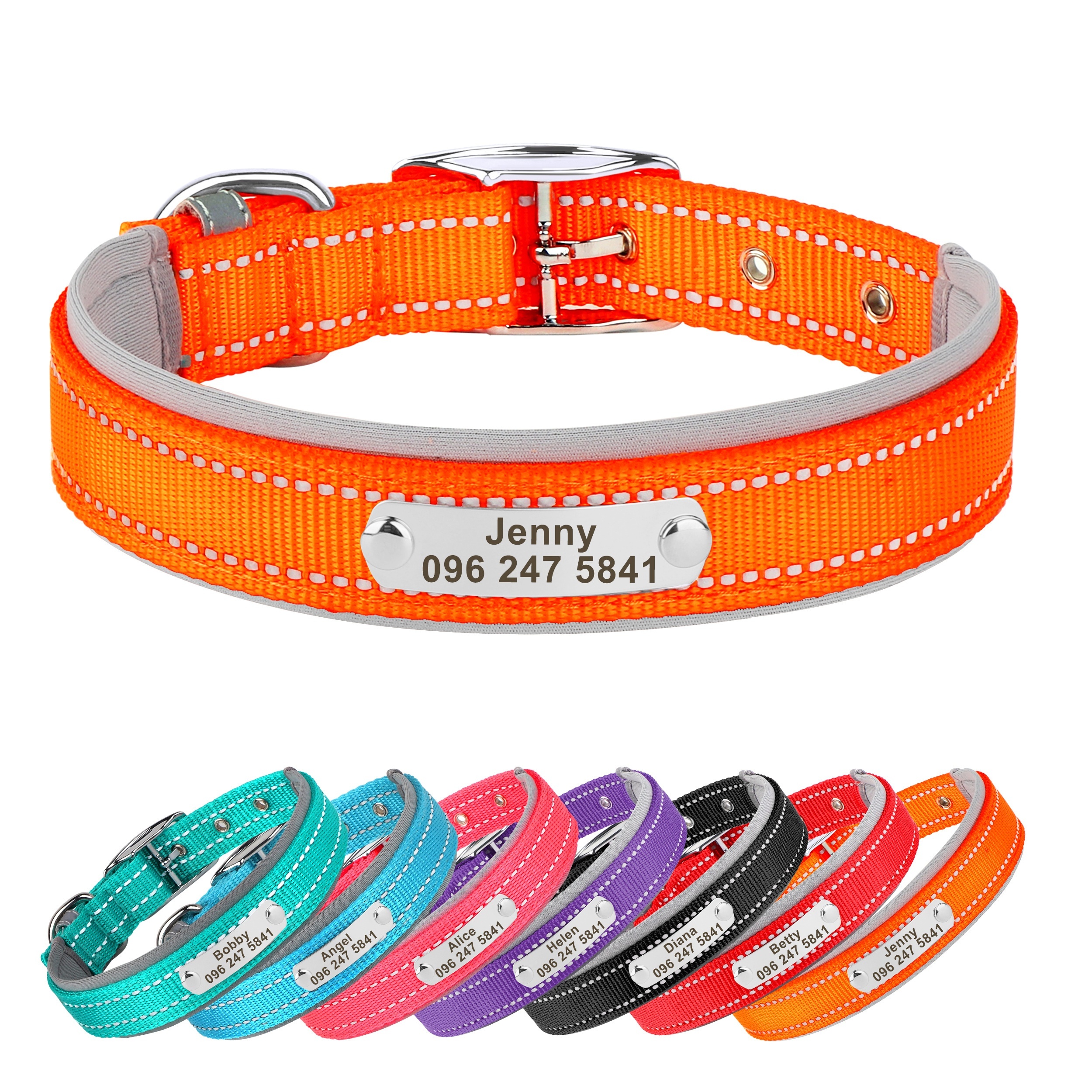 Reflective leather dog sales collar