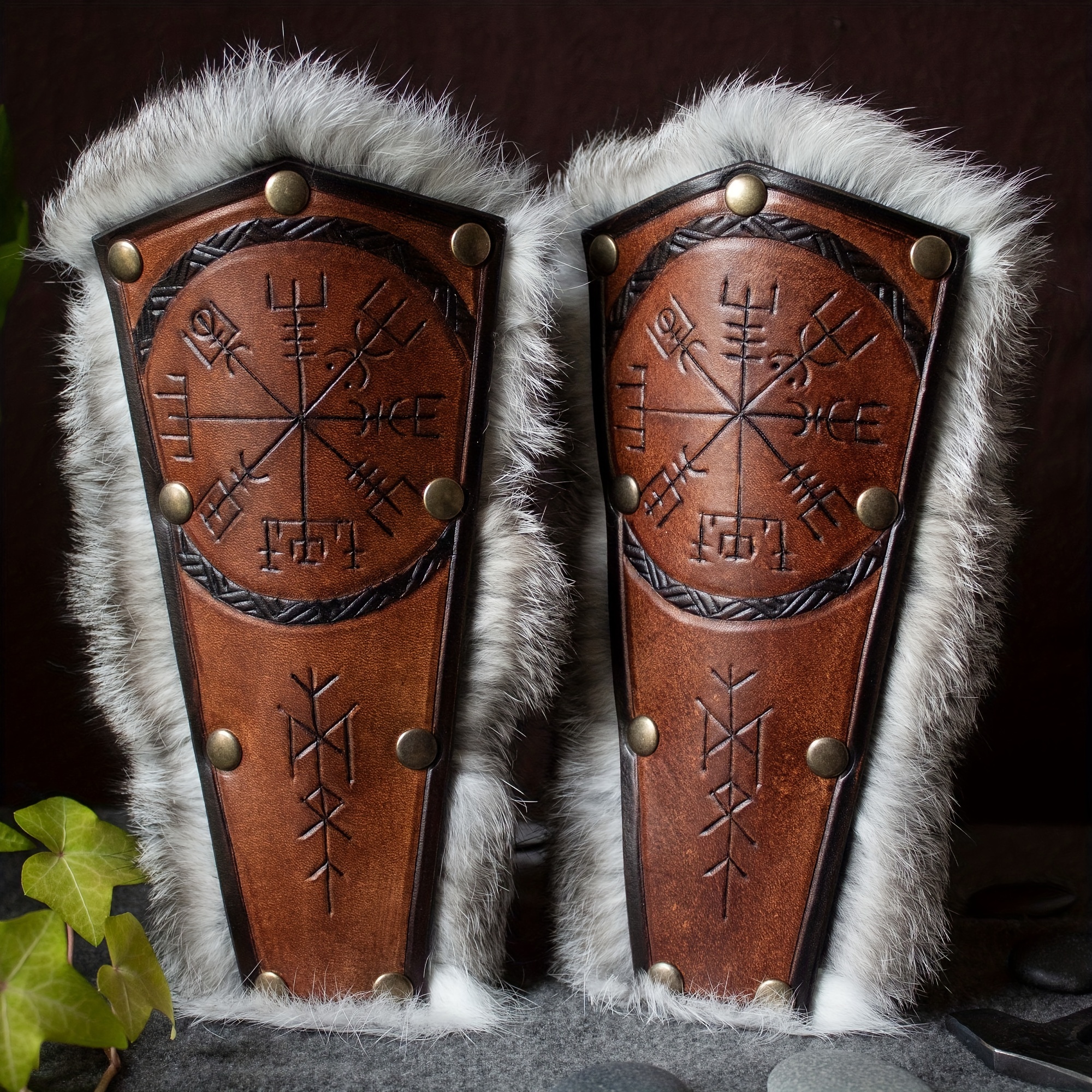 1/2pcs Brassards Viking Armure Barbare en Similicuir et Fausse