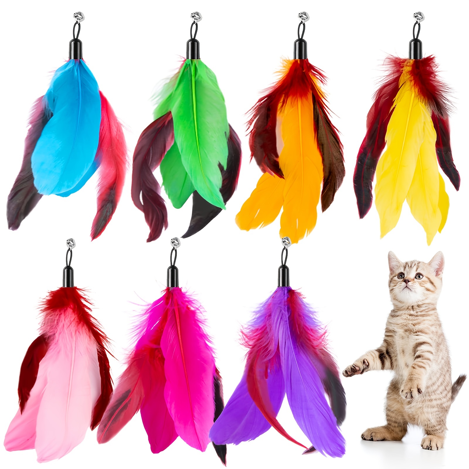 Cat Feather Toys Replacement Cat Toy Interactive Cat Wand - Temu