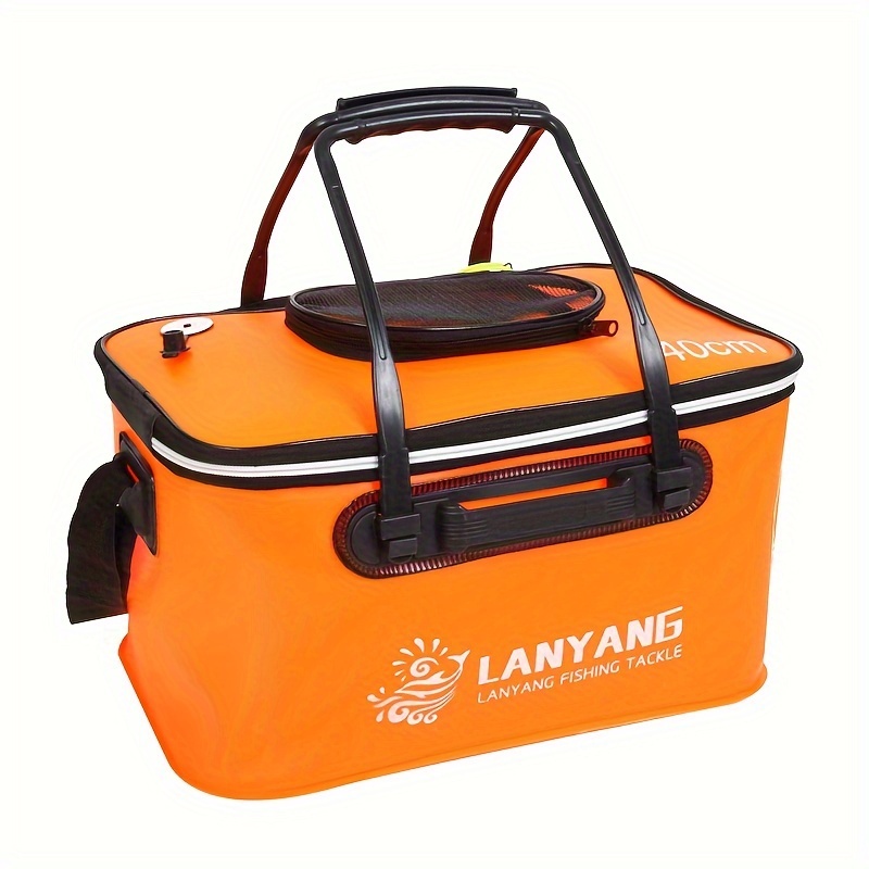 50cm Orange Live Fish Bucket Square Fishing Bucket, Foldable Fish Bucket,  Multi-functional Fishing Bag For Outdoor Use