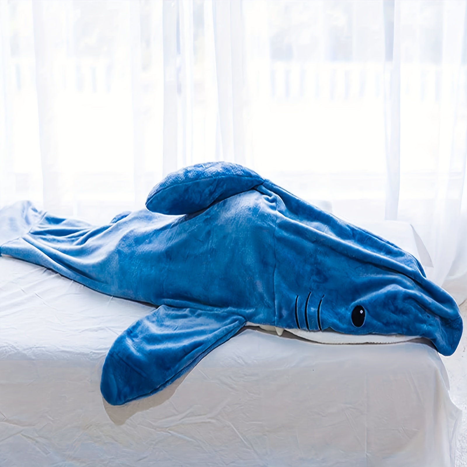  LWPEM - Manta de tiburón, manta de tiburón, manta de tiburón  súper suave y acogedora sudadera con capucha de franela con capucha, saco  de dormir para adultos y niños, una altura