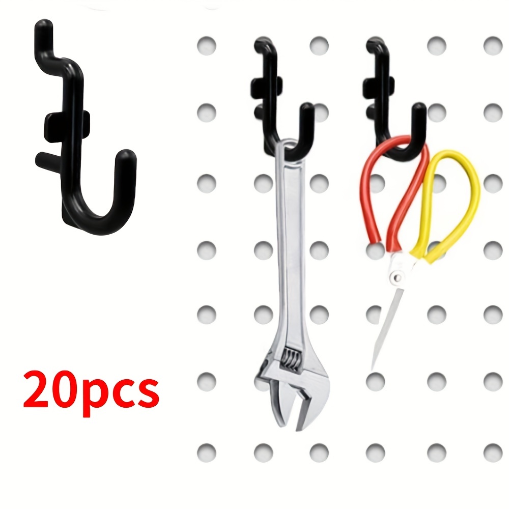 

20pcs J Shape Black Pegboard Hooks, Locking Peg Board Hooks, Black Peg Hook Accessories For Peg Boards, Assortment Tool Organizer