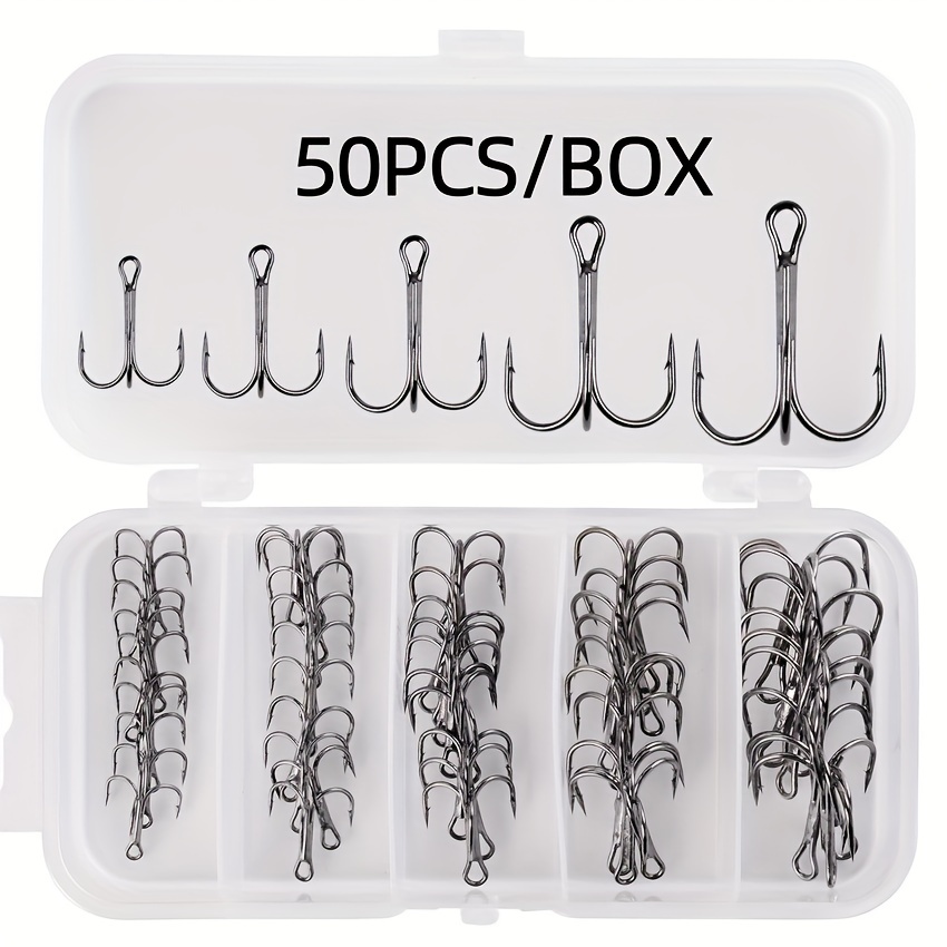 High Carbon Steel Treble Hooks Bass Fishing Round Bend - Temu