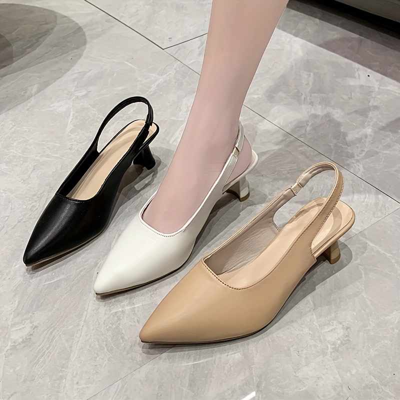 Women's Solid Color Mules Slip Point Toe Cone Heel Ankle - Temu Philippines