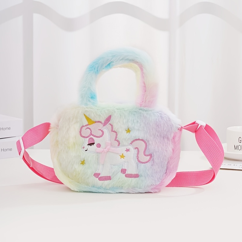 1pc Bolso Hombro Unicornio Niña Bolso Cruzado Peluche Lindo - Temu