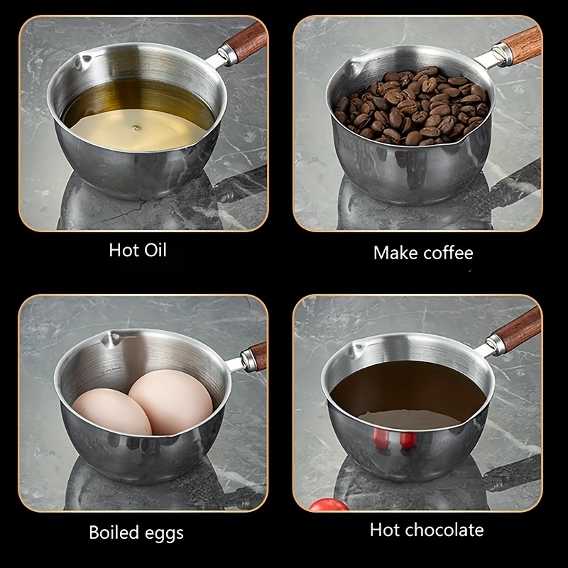 Stainless Steel Mini Frying Pan Household Hot Oil Pan Boiled Eggs Hot  Chocolate Hot Milk Pot Household Multi-purpose Pot Milk Steaming Milk  Frothing Latte Art Milk Warmer for Stove Top (125ML) 