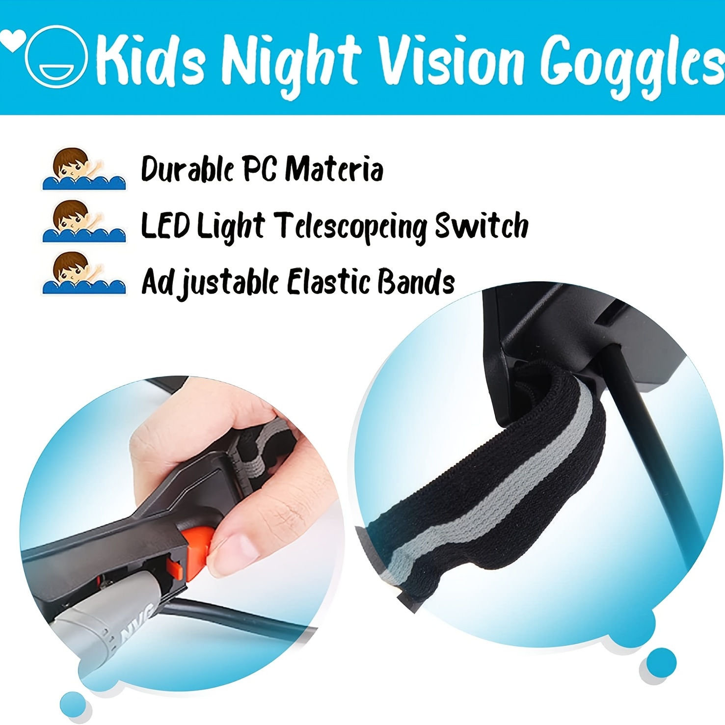 WEREIOV Visión Nocturna Gafas Protectoras, Compacta Ajustable LED