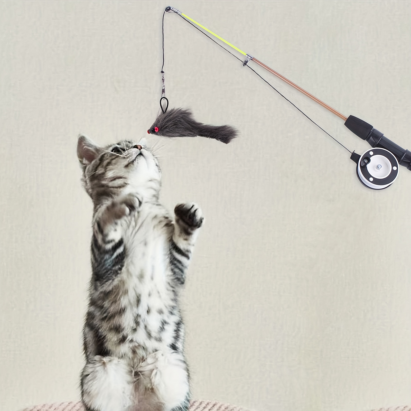 3Pcs cat toy fishing pole with reel fishing pole cat stick Toys