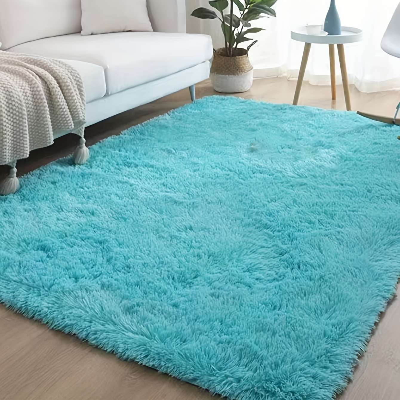  RUGTUDER Alfombra suave azul marino para dormitorio, de 3 x 5,  esponjosas, peludas para sala de estar, alfombras peludas para habitación  de niños, alfombra lanuda para cuarto de bebé, antideslizante, decoración