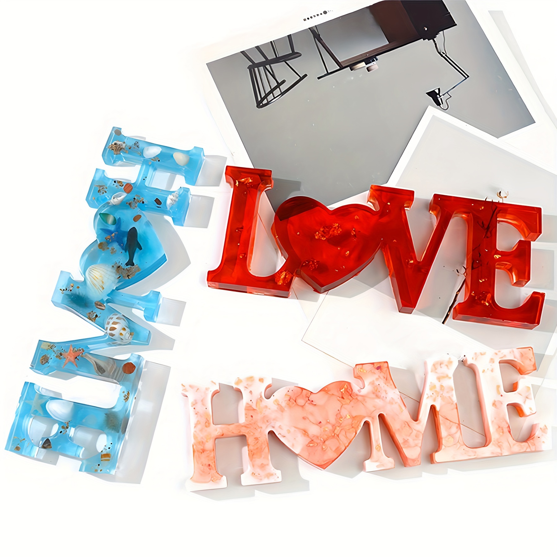 Résine Silicone Moule Love-Home-Family, Résine Bijoux Creation