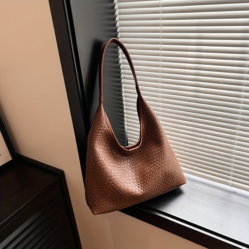  Woven Leather Hobo Bag With Purse for Women Top-handle
