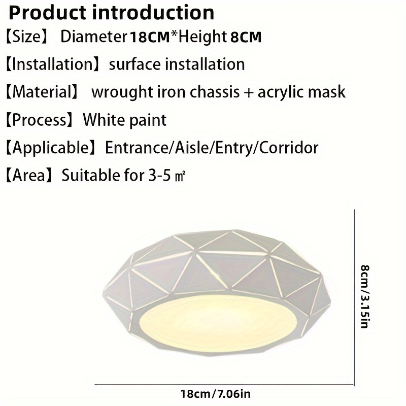 Luces de techo LED modernas de 35/55W para cocina, pasillo nocturno,  balcón, entrada, cuadrado redondo, lámpara de techo Simple para el hogar