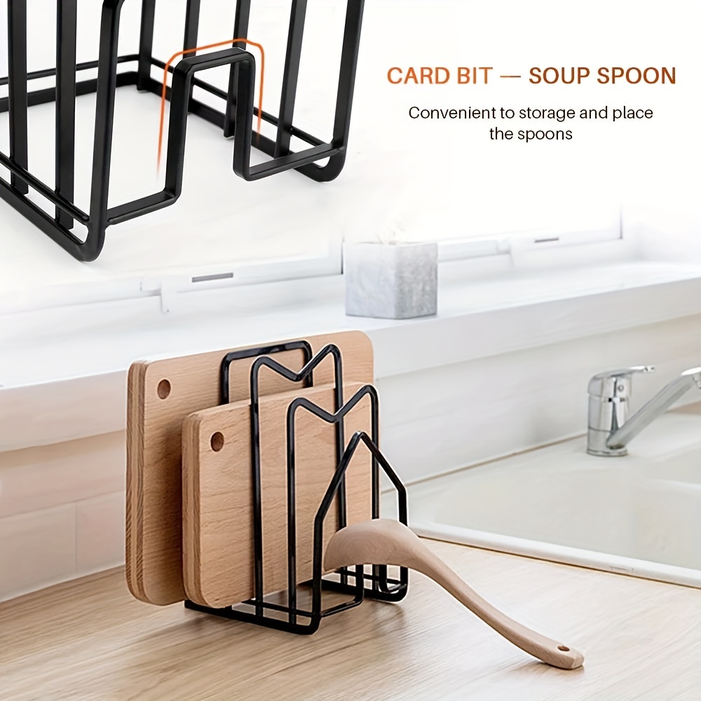 Chopping Block Board Storage Rack Multi-function Metal Pot Lid Rack Simple  Portable Durable 4 Compartments Organizer Accessories