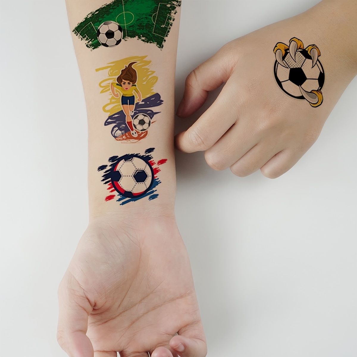 18 Hojas Tatuajes Temporales Cara Fútbol ​​tatuajes Pelotas - Temu Chile