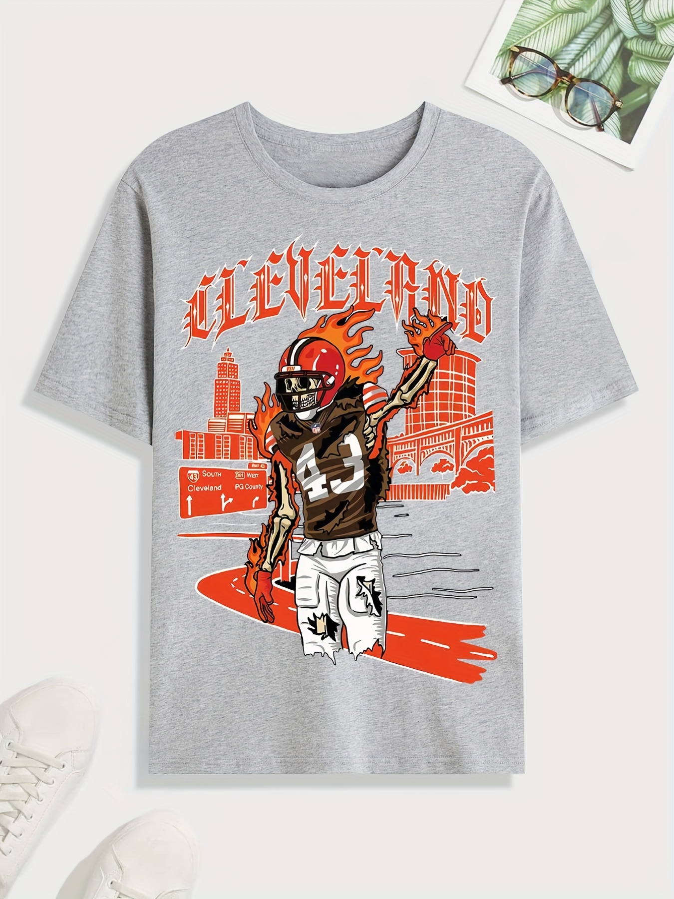 Temu T-Shirt for Men, Anime American Football Player Graphic Print T-Shirt Oversized Short Sleeve Tees Casual Fashion Tops for Summer, Men's Clothing