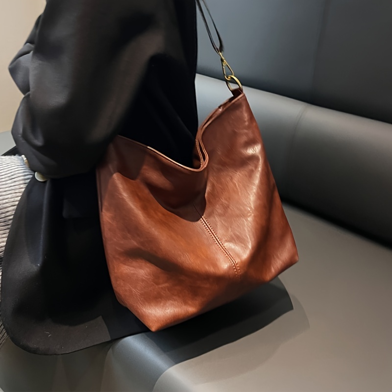 Big Leather Handbag Black and Red Bag Slouchy Hobo Bag Huge Purse