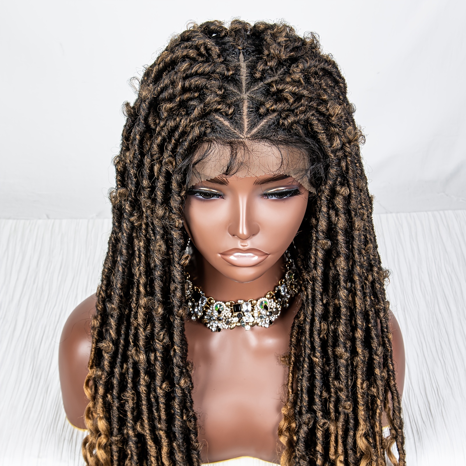 10*5 Burgundy Butterfly Locs Cornrow Braids Lace Front Wig With