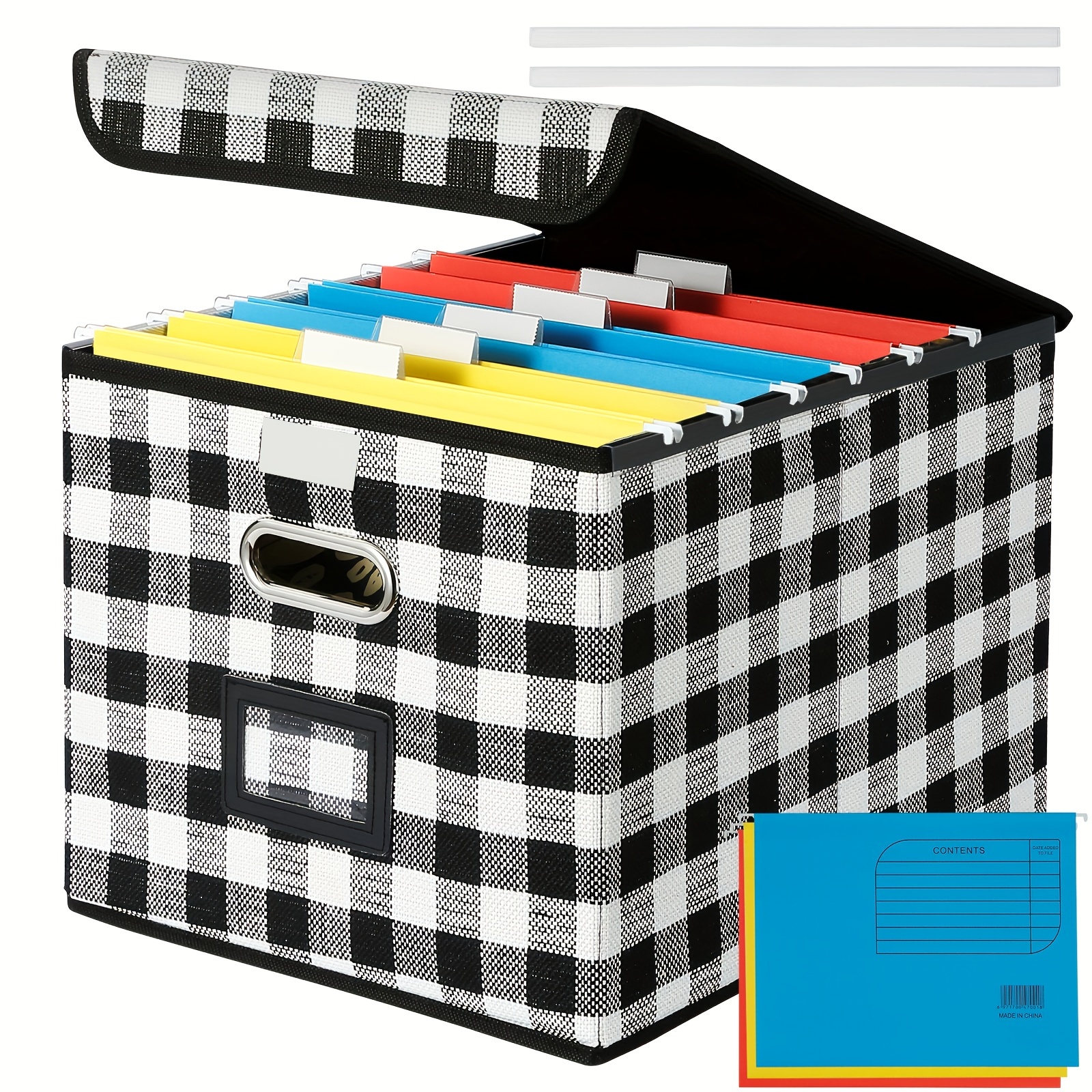 Cajas organizadoras plegables de almacenamiento de archivos con tapas, caja  de almacenamiento de documentos de oficina de lino, caja de archivo, caja
