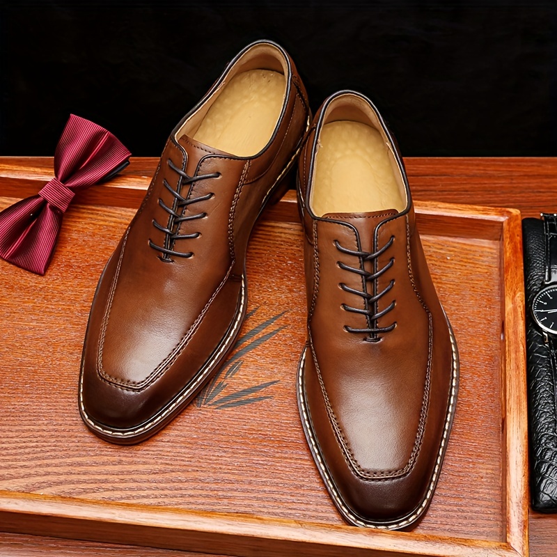 Mens Oxford Shoes Lace Up Front Dress Shoes For Men Business Formal