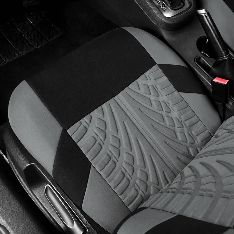 BDK Universal Car Seat Covers – Full Set Front & Rear – Black/Gray – For Cars, Trucks, SUVs