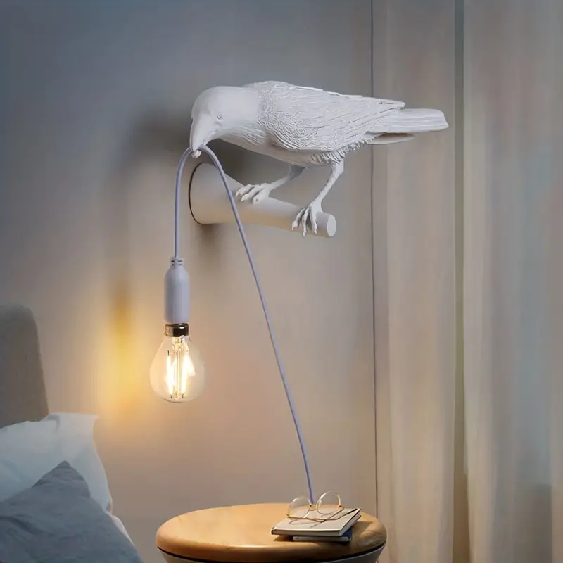 1pc Gothic Raven Lamp Wall Sconce Lighting Vintage Resin Bird Table Lamps Creative Night Light With Plug In Cord For Wall Decor And Living Room Bedroom Bedside Lamp