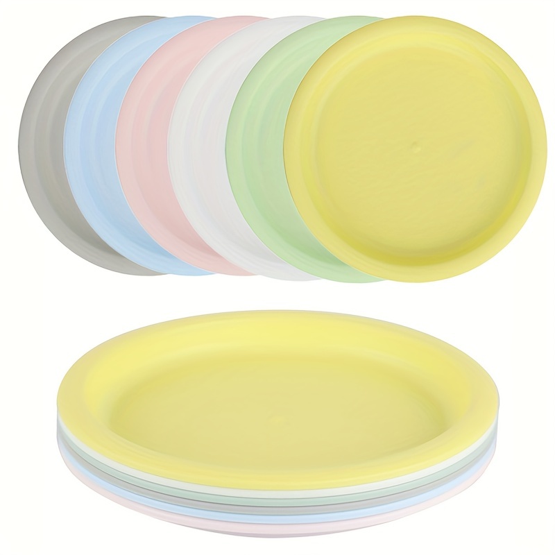 

6pcs 7.5 Inch Plastic Deep Dinner Plates Set, 6 Colors, Reusable And Sturdy Unbreakable Dishes Set For Pasta Bowls, Ramen, Drop Resistant, Bpa Free Dinnerware Microwave Safe Dishwasher Safe