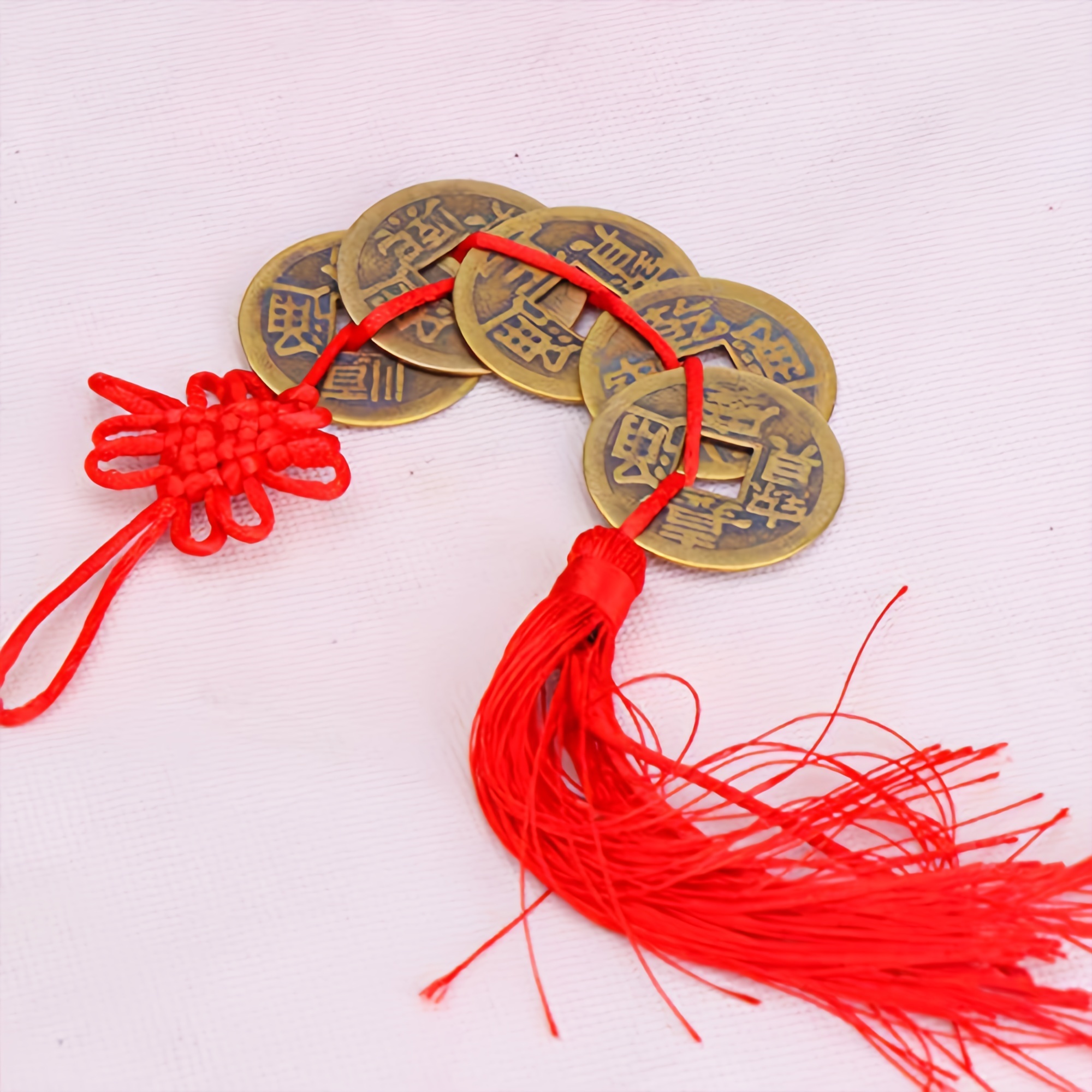 8 Pieces Chinese New Year Lucky Coins Charms Chinese Feng Shui Coins 2024  Dragon New Year Fortune Coins I-Ching Coins with Tassel Red Chinese Knot  for