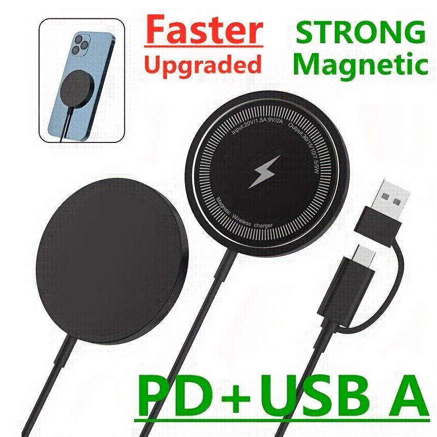 2pcs MagSafe Rapide Chargeur Magnétique sans Fil 15W Chargeur