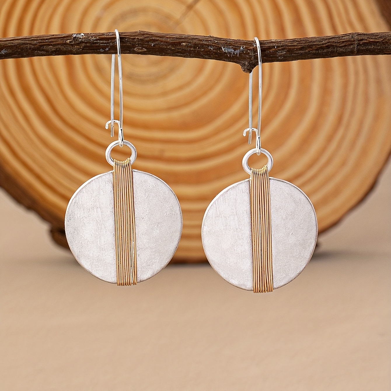 Vintage Round Threaded Earrings, Long Dangle