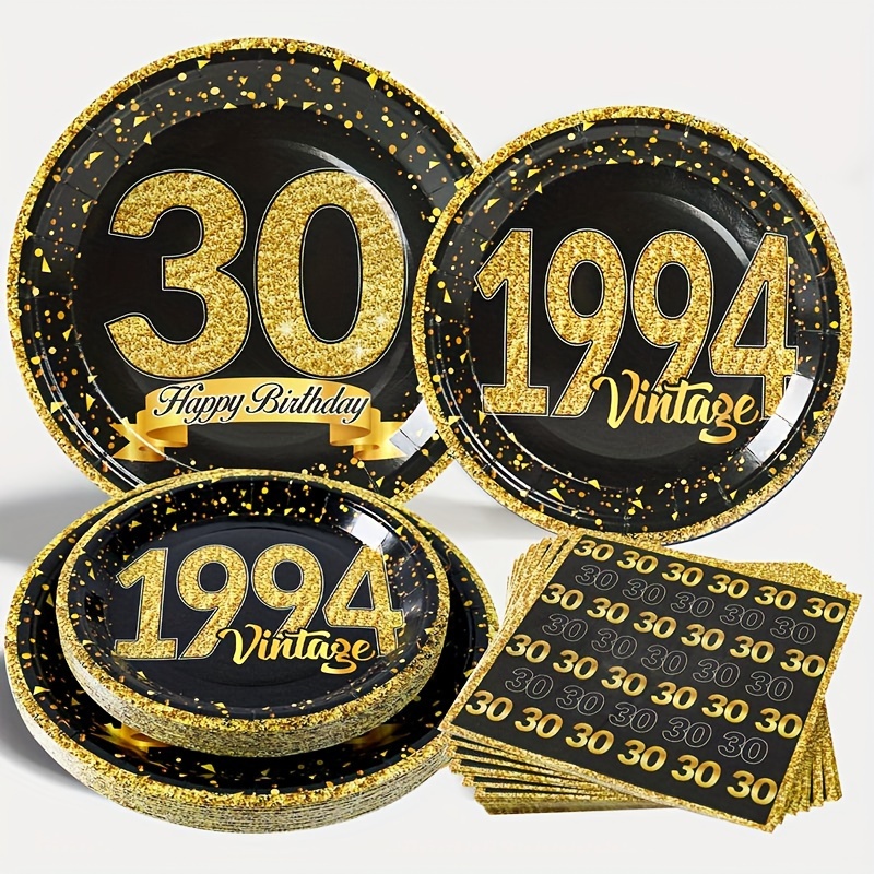 Serviette papier anniversaire 50 ans noir et or, Décoration de table