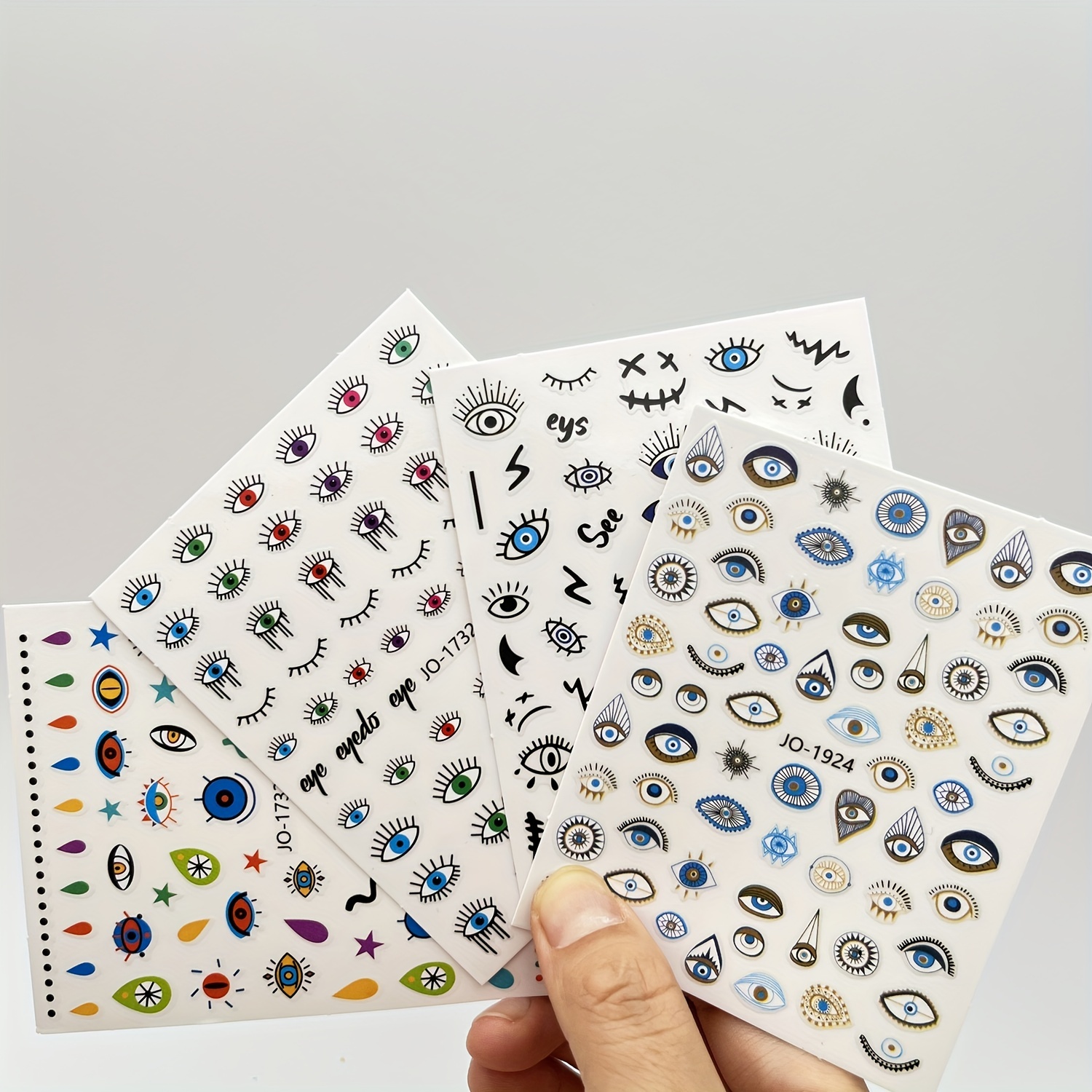 2pcs Evil Eye Nail Art Stickers 3D Self Adhesive Nail Decals for Manicure