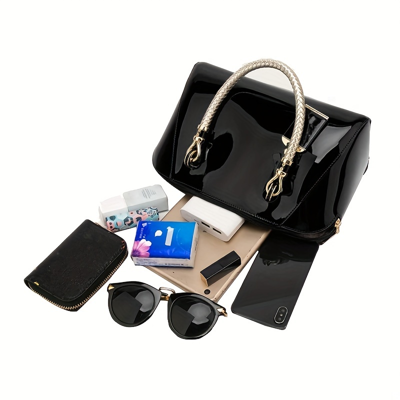 Fashionable Simple Elegant Shiny Black Clutch Bag