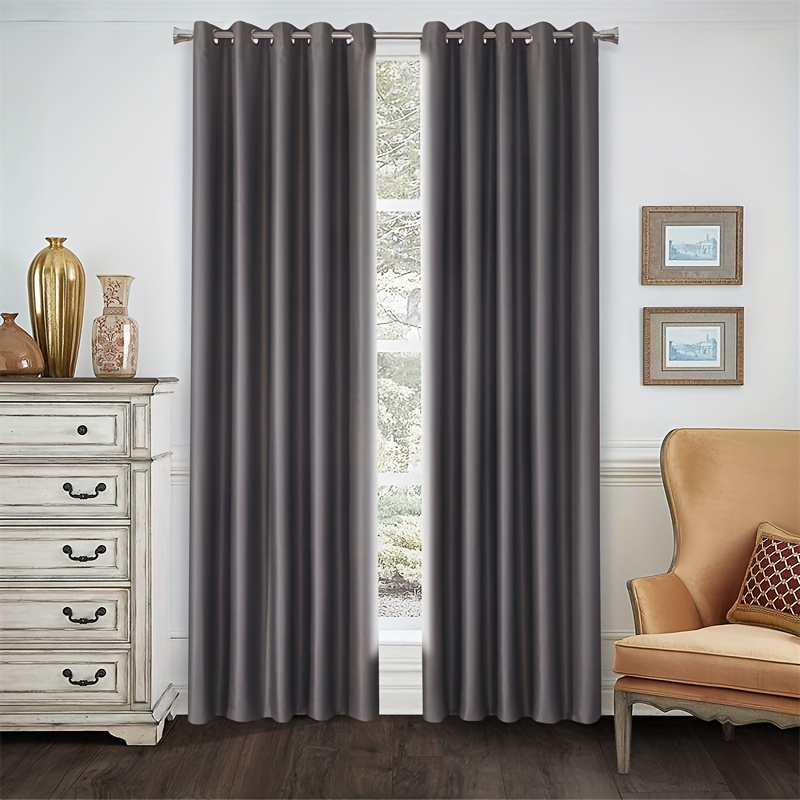 Cortinas opacas para sala de estar, gris, cortina opaca con aislamiento  térmico y ganchos, cortina opaca de calidad para decoración de dormitorio,  2