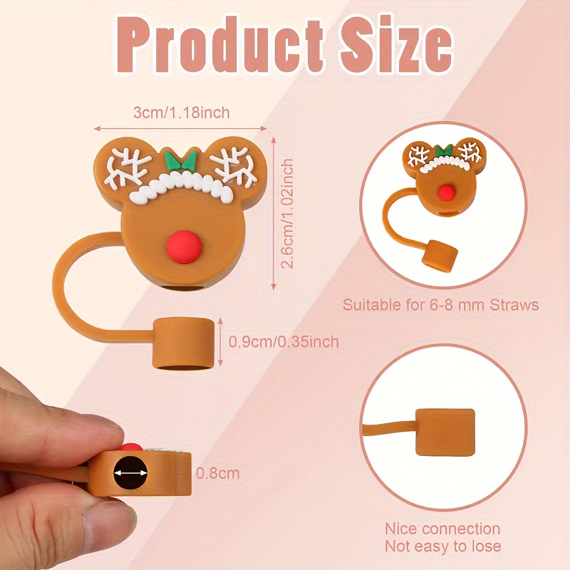 Christmas Portable Silicone Straw , Straw Dustproof , Reusable, Soft Straw  Plugs, Straw Cover, Cute Cup Decoration Accessories - Temu