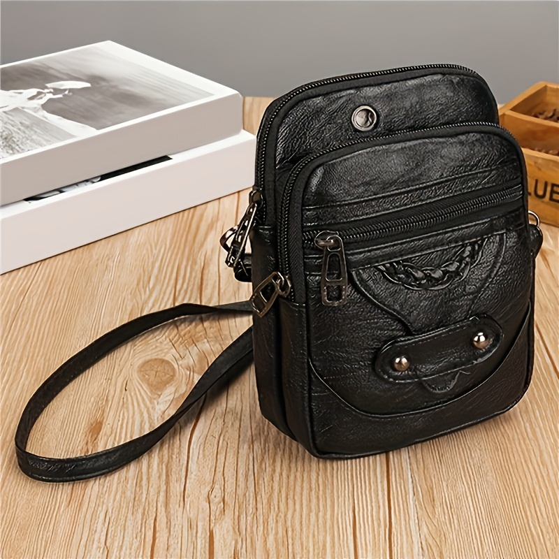 Small Backpack Women Soft PU Leather Zipper Shoulder Bag Vintage