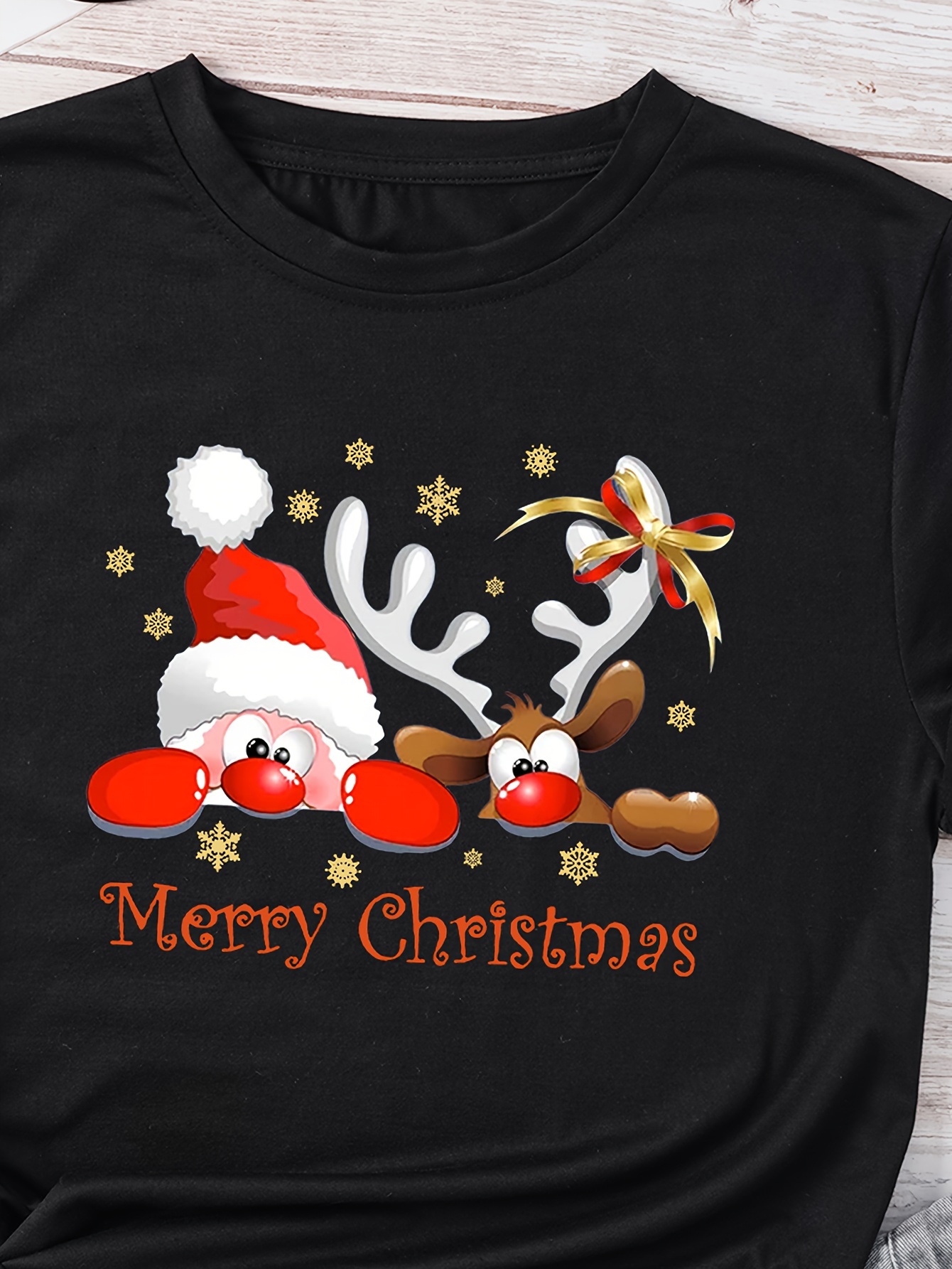 camiseta navidad mujer estampado santa reno top casual Temu