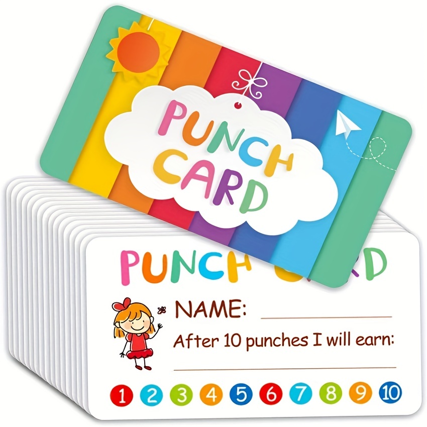 1/11pcs, Punch Cards With Hole Punch, My Reward Cards For Classroom Student  Home Behavior Incentive, For Business Loyalty Card, For Motivational Cute