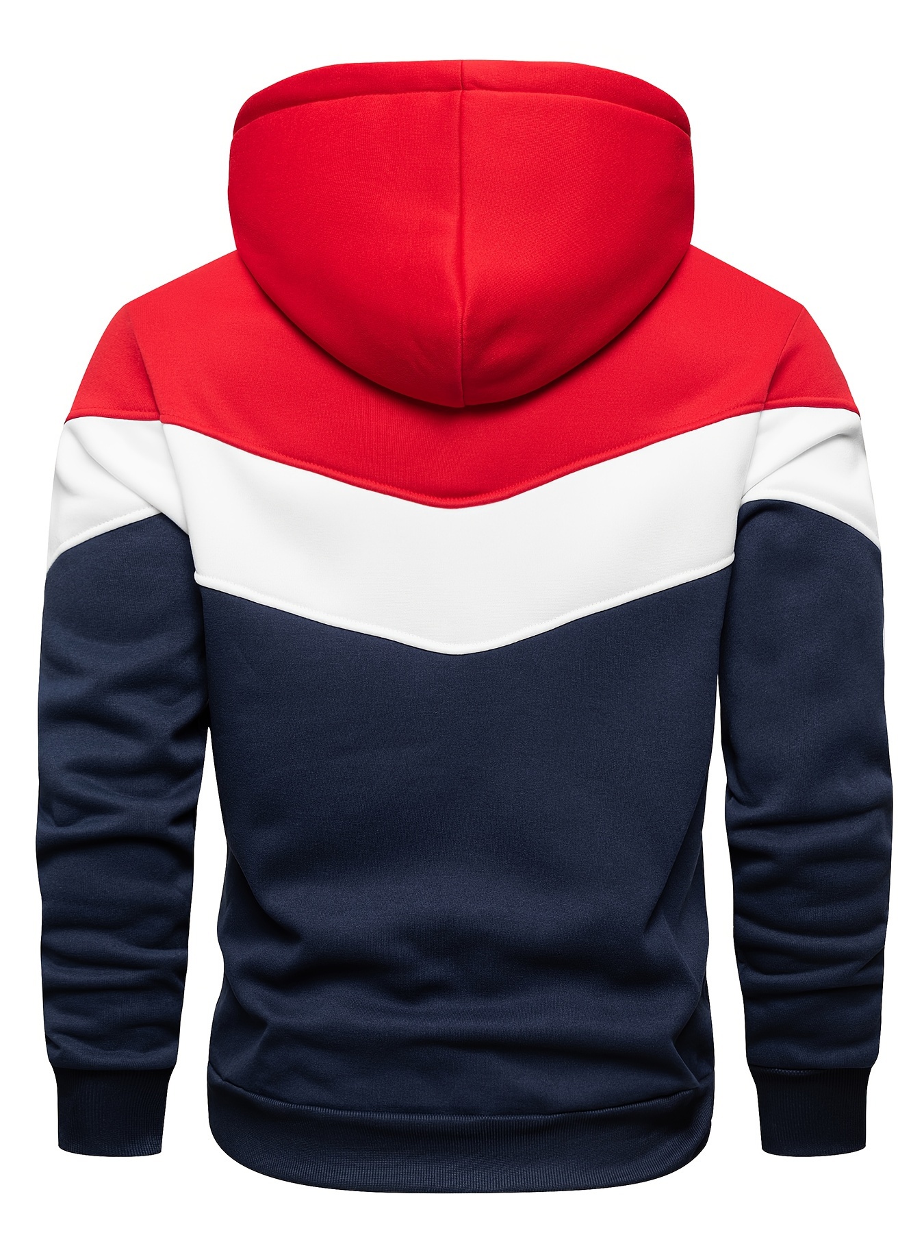 kangaroo pocket drawstring hoodie mens casual patchwork color block slightly stretch hooded sweatshirt for spring fall red and blue 1