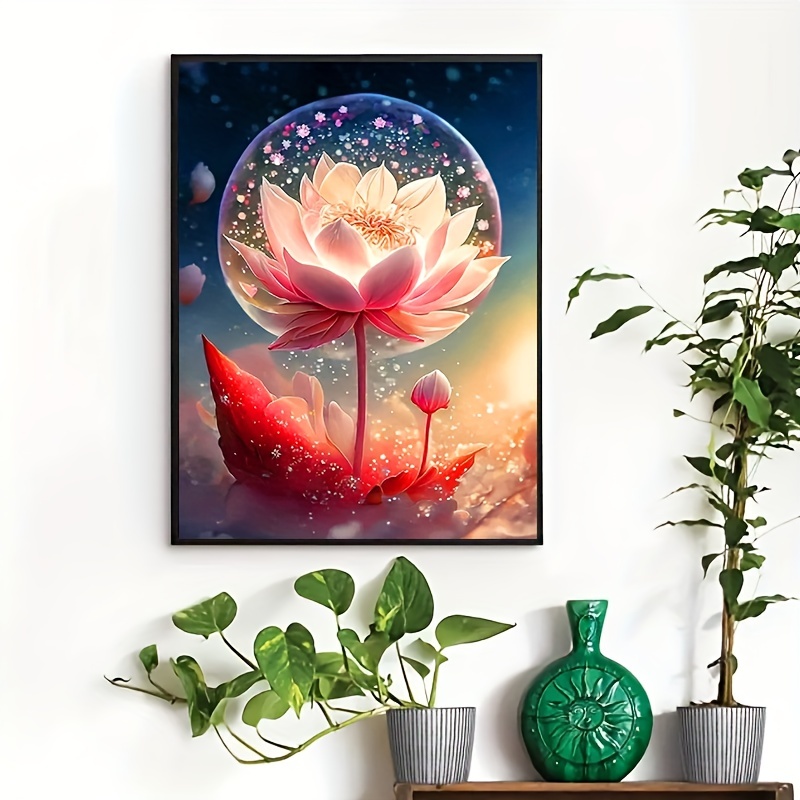 Lotus Flower Diamond Painting Kit 5d Diamond Art Set - Temu