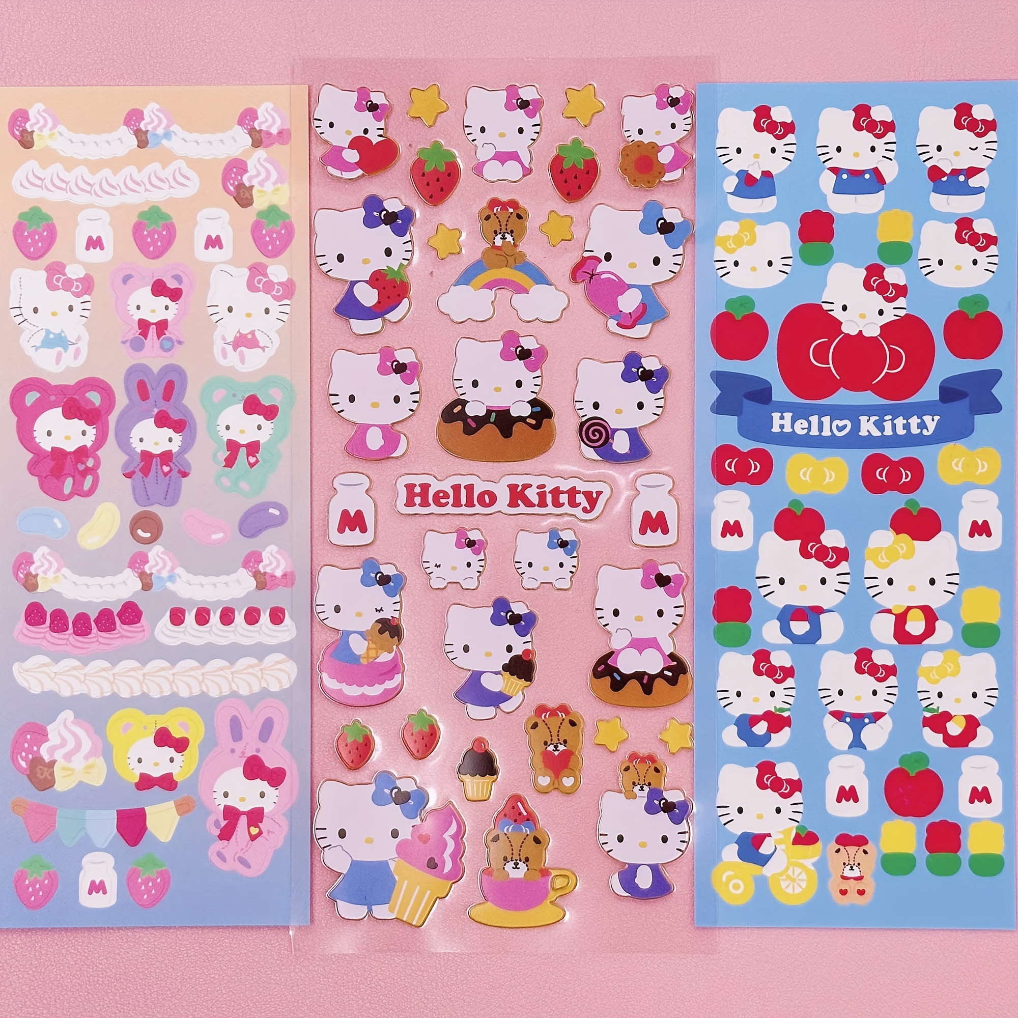 Sanrio Hellokitty Sweetheart Pet Series Paradise Planet Theme Sticker Set  100pcs Pattern Cute Kawaii Stickers Cute Anime Suitable For Girls Adult Lap
