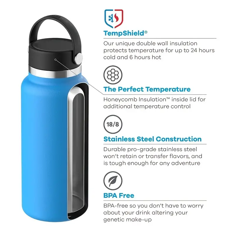 Stainless Steel Vacuum Cup insulated Wide Mouth Water Bottle Thermos Flask  Keeps Stay Cold for 24 Hours Hot 12 Metal Bpa-Free Cap 