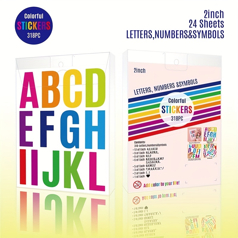  12 Sheet Colorful Letter Stickers Alphabet Letter and