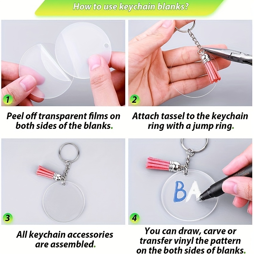 Acrylic Keychain Blanks Audab Vinyl Clear Keychains Acrylic - Temu