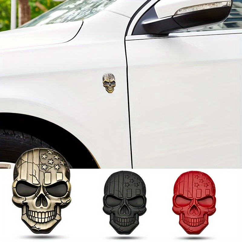 3d Metal Skull Head Car Stickers Emblem Badge Decals For Bmw Audi