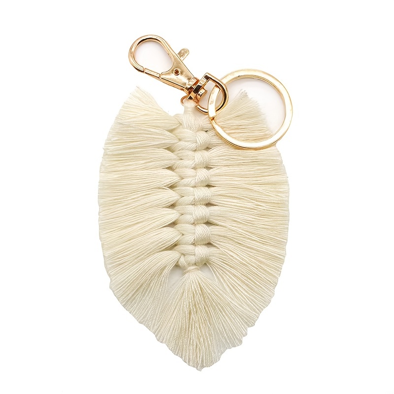 Macrame hot sale leaf keychain