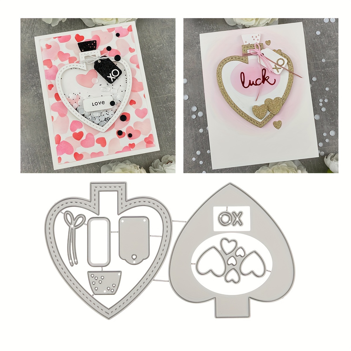 4Pcs/Pack Love Heart Metal Cutting Dies for Card Making and Scrapbooking  Birthday Valentine's Day Craft Die Cuts