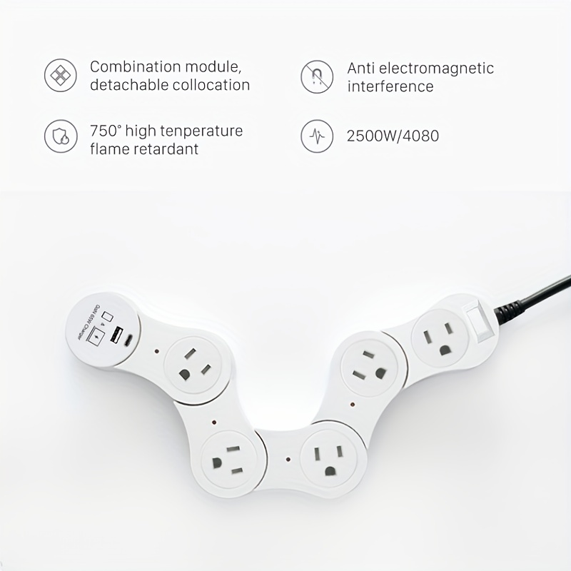 Power Strip, Extension Cord, Four-way Socket, Panel, Multi-hole Converter, Plug With Wire, Dormitory, Living Room, Kitchen, Mini Power Strip